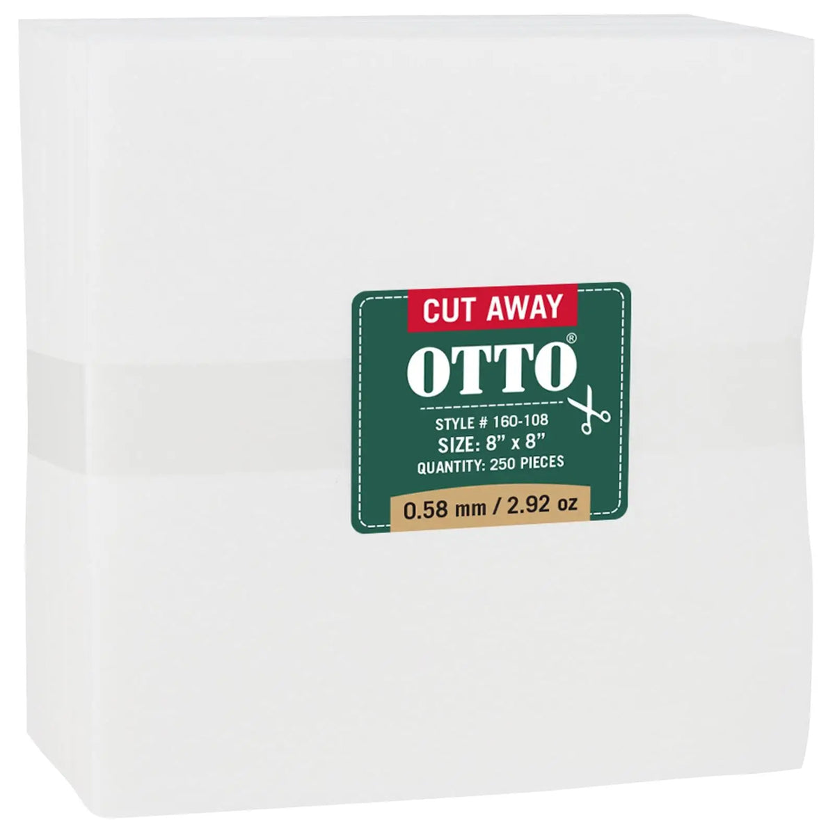 Otto 160-108 250 8’’ x Cut Away Backing Sheets 0.58 Mm Thick 2.92 Oz - White - 7 3/8’’ - 5/8’’