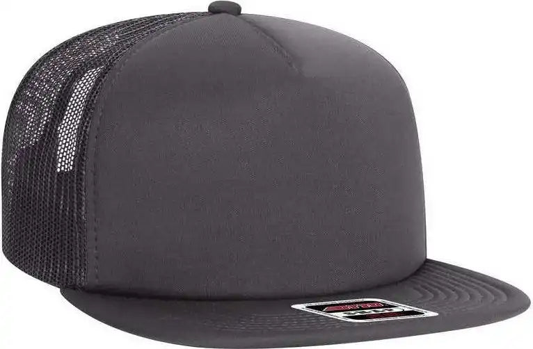 Otto 164-1190 Snap 5 Panel Mid Profile Mesh Back Trucker Snapback Hat - Charcoal Gray - Dark / one Size Fits Most