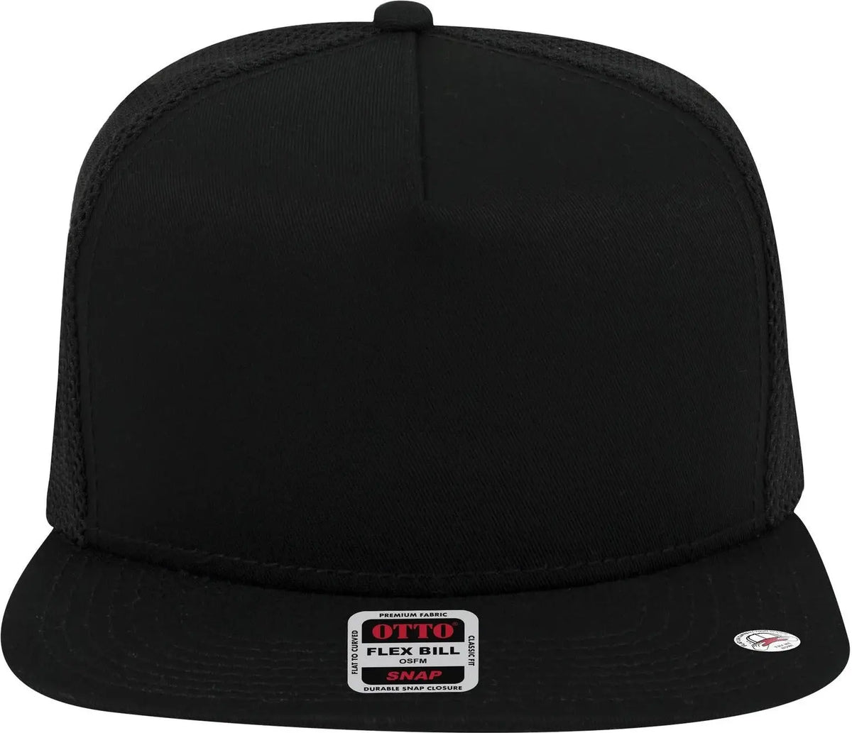 Otto 164-1209 ?Otto Snap’ 5 Panel Pro Style Mesh Back Trucker Snapback Cap - Black - 6 1/2’’ - 7 5/8’’