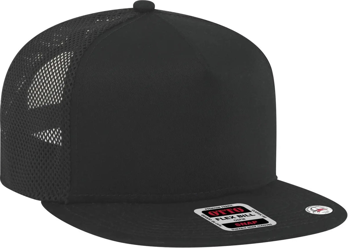 Otto 164-1209 ?Otto Snap’ 5 Panel Pro Style Mesh Back Trucker Snapback Cap - Black - 6 1/2’’ - 7 5/8’’