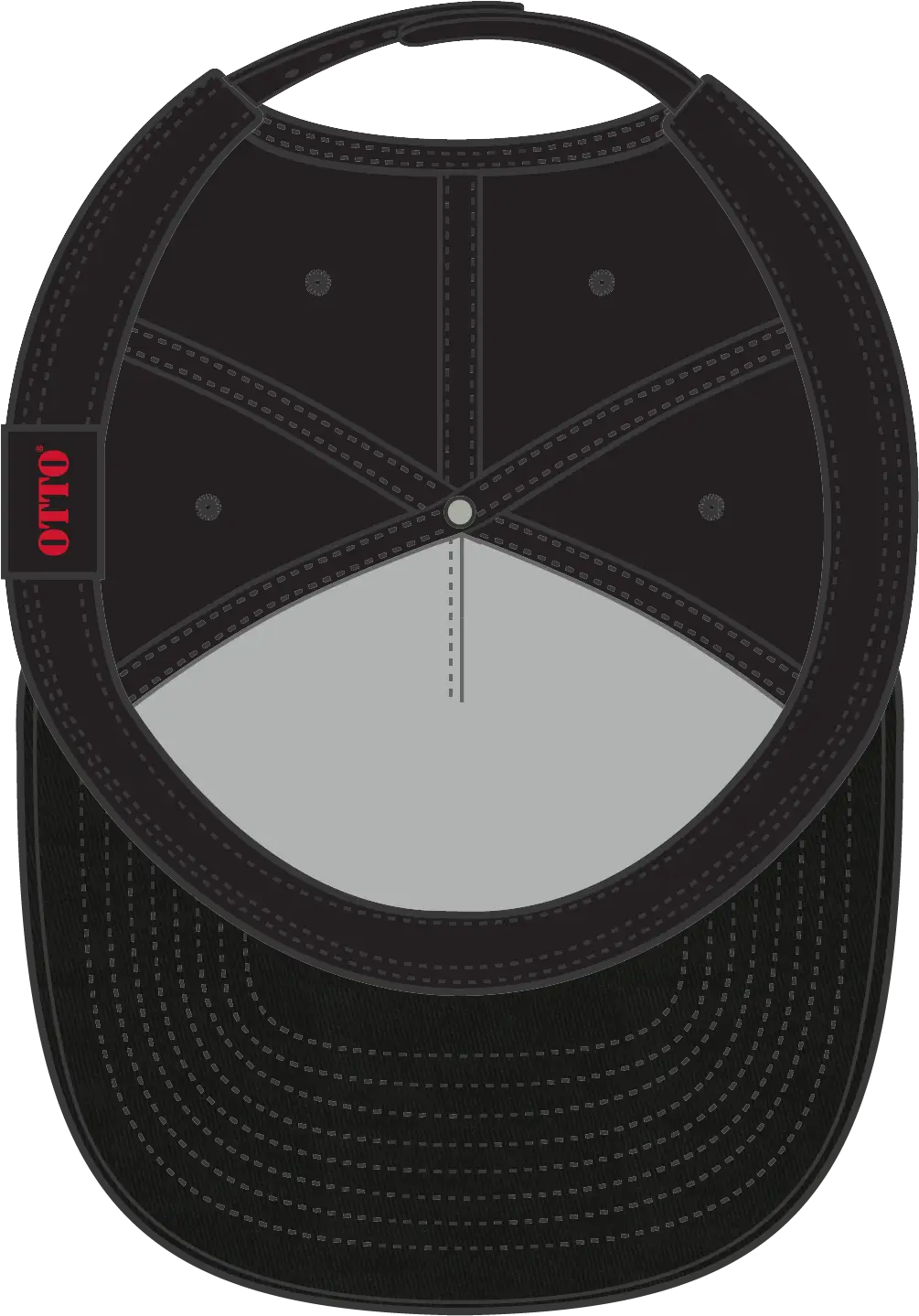 Otto 167-1198 ?Otto Snap’ 5 Panel Pro Style Snapback Cap - Black - 6 1/2’’ - 7 5/8’’