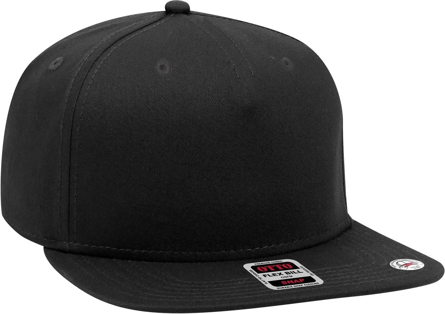 Otto 167-1198 ?Otto Snap’ 5 Panel Pro Style Snapback Cap - Black - 6 1/2’’ - 7 5/8’’