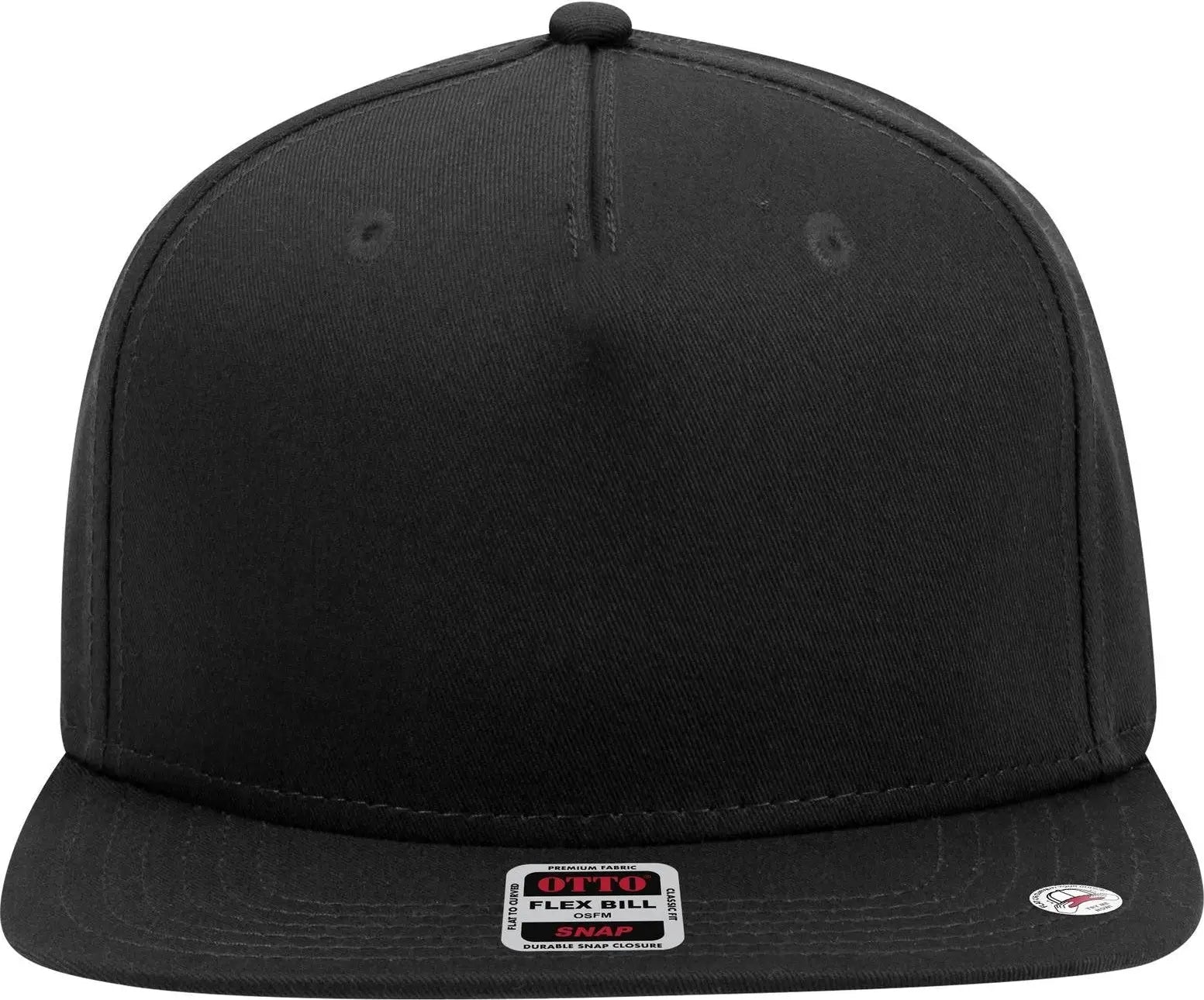 Otto 167-1198 ?Otto Snap’ 5 Panel Pro Style Snapback Cap - Black - 6 1/2’’ - 7 5/8’’