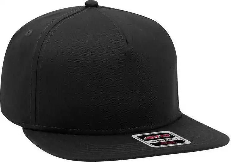 Otto 167 1198 Snap 5 Panel Mid Profile Snapback Hat Black / one Size Fits Most