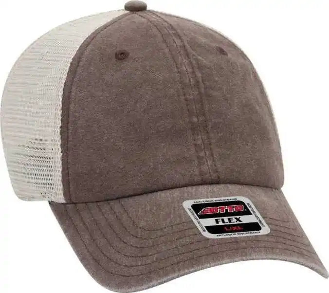 Otto 169-1264 Flex 6 Panel Low Profile Garment Washed Pigment Dyed Superior Cotton Twill W/ Soft Polyester Mesh Back