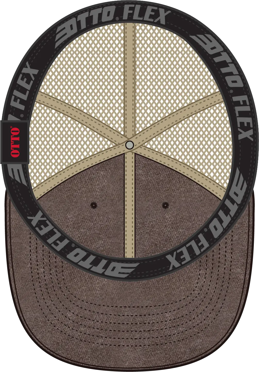 Otto 169-1264 ?Otto Flex’ Fitted 6 Panel Low Profile Mesh Back Trucker Cap - Dk.brn/dk.brn/kha