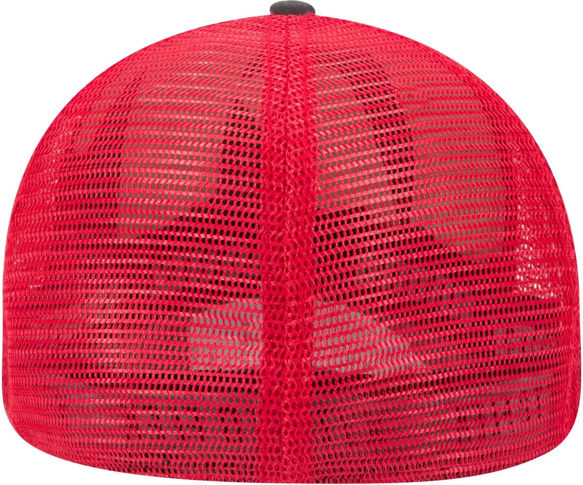Otto 169-1264 ?Otto Flex’ Fitted 6 Panel Low Profile Mesh Back Trucker Cap - Blk/blk/red