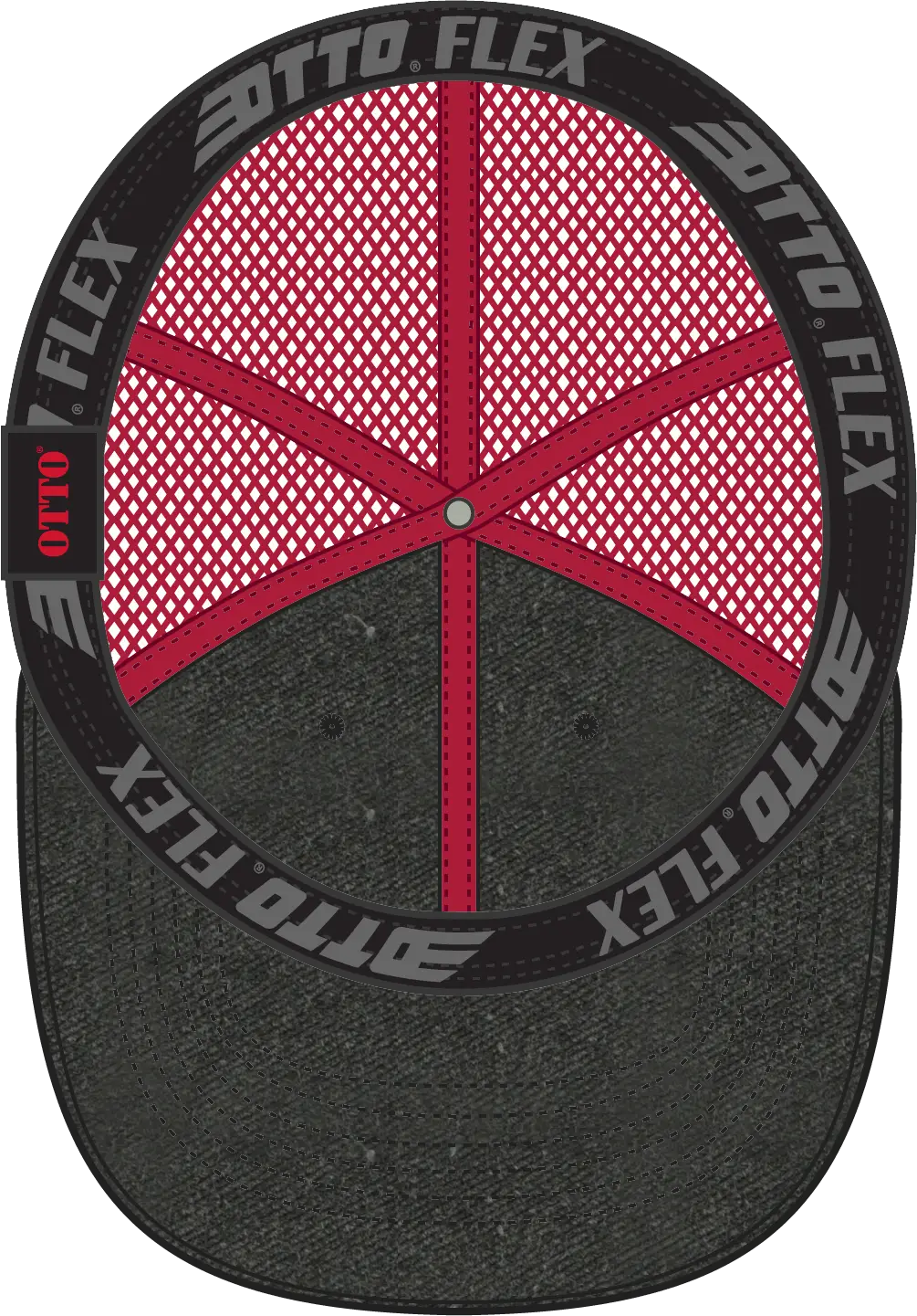 Otto 169-1264 ?Otto Flex’ Fitted 6 Panel Low Profile Mesh Back Trucker Cap - Blk/blk/red