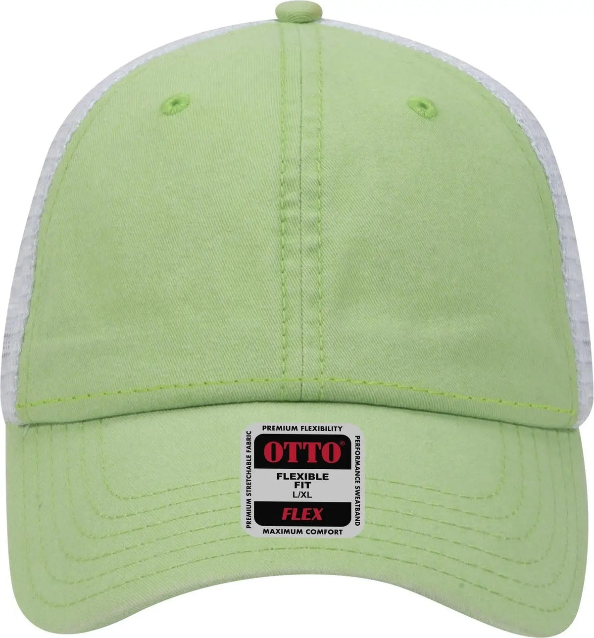 Otto 169-1264 ?Otto Flex’ Fitted 6 Panel Low Profile Mesh Back Trucker Cap - Lime/lime/wht