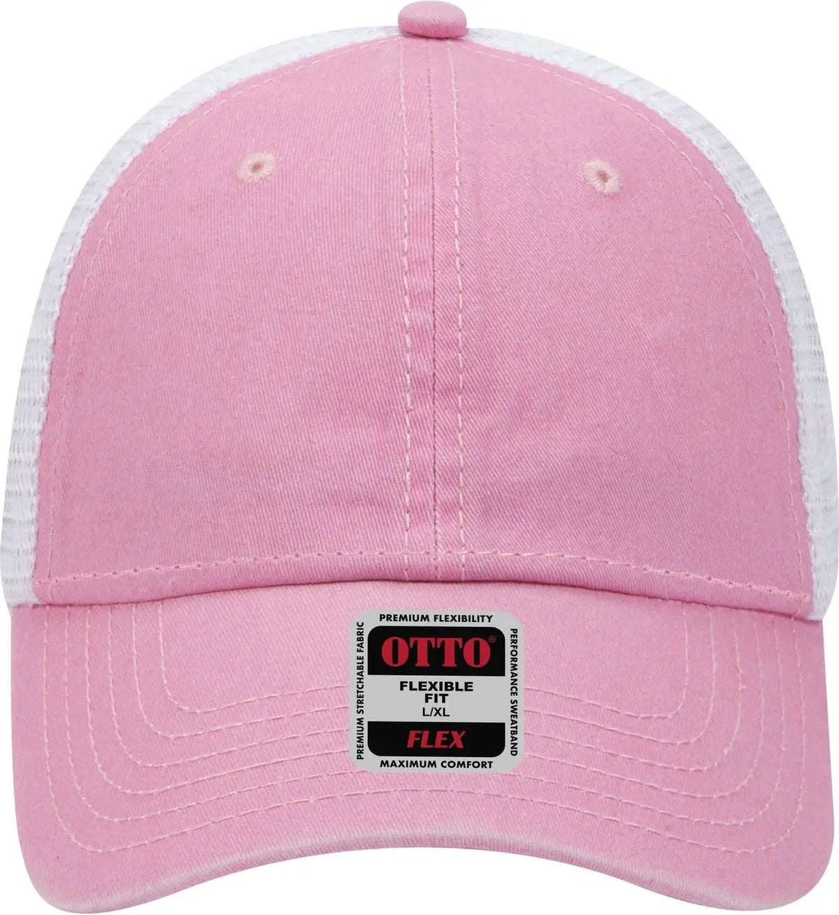 Otto 169-1264 ?Otto Flex’ Fitted 6 Panel Low Profile Mesh Back Trucker Cap - Pnk/pnk/wht