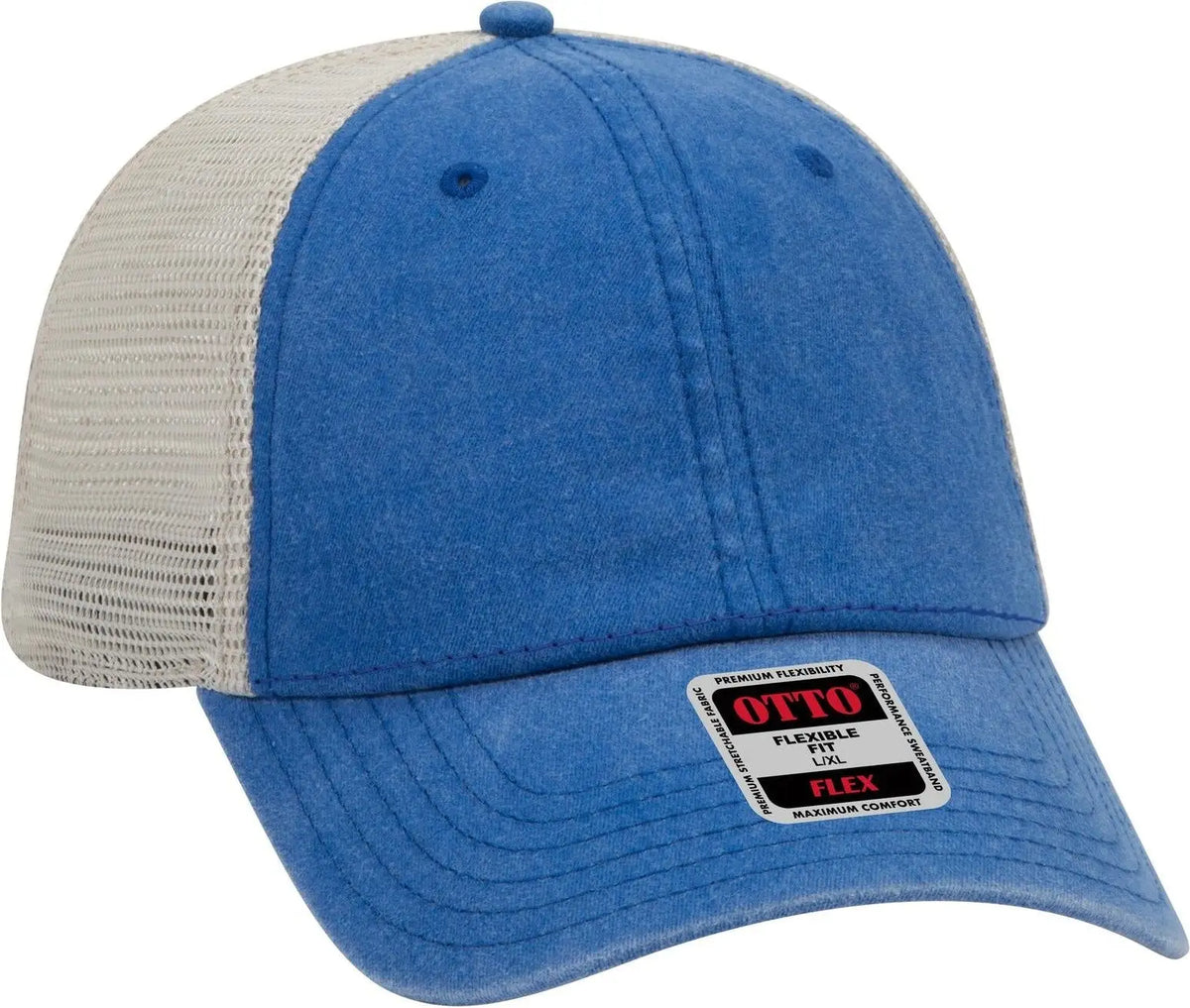 Otto 169-1264 ?Otto Flex’ Fitted 6 Panel Low Profile Mesh Back Trucker Cap - Ryl/ryl/kha