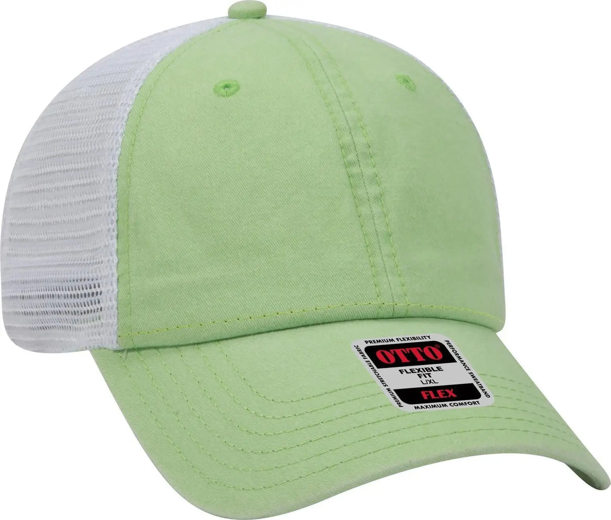 Otto 169-1264 ?Otto Flex’ Fitted 6 Panel Low Profile Mesh Back Trucker Cap - Lime/lime/wht