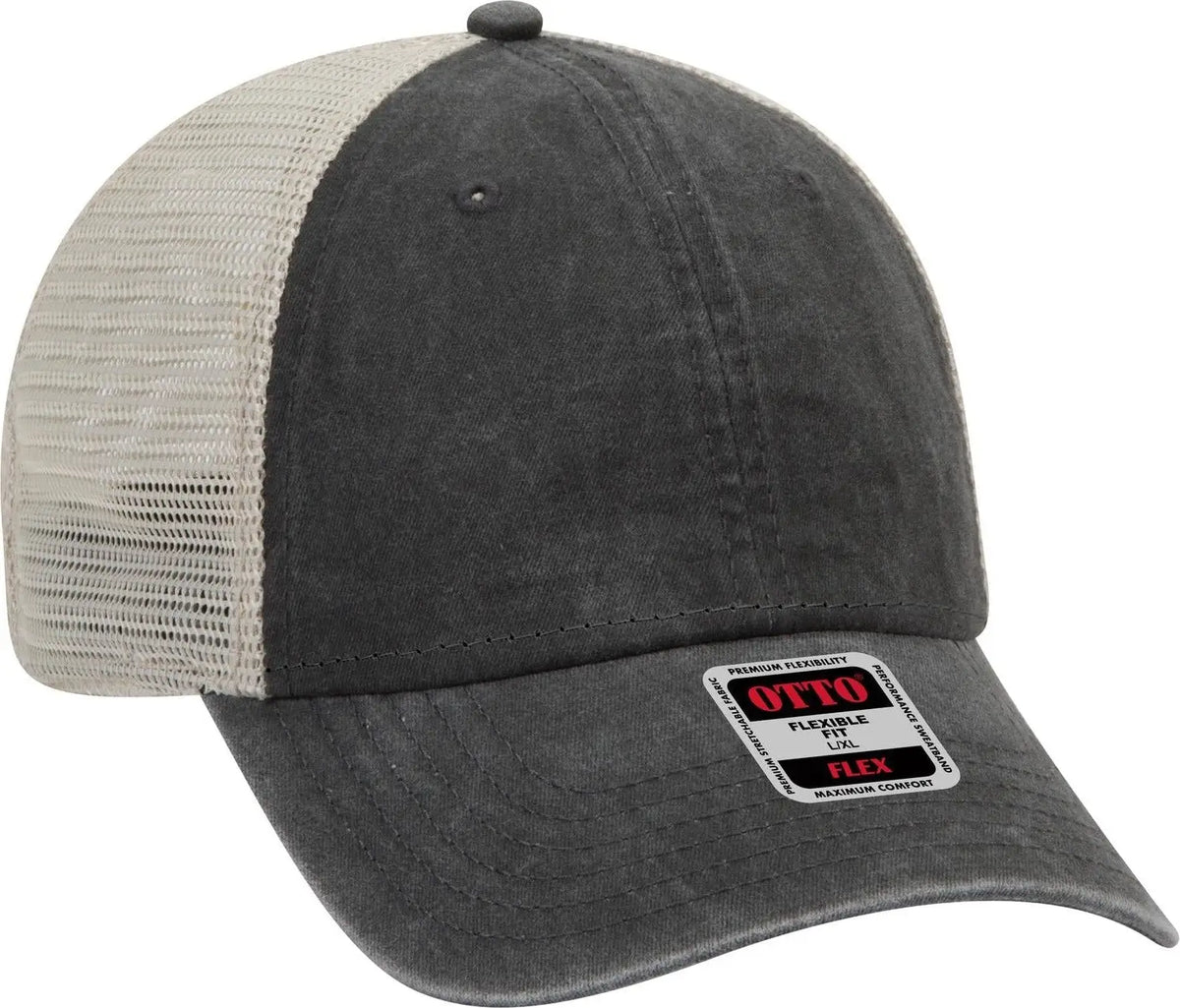 Otto 169-1264 ?Otto Flex’ Fitted 6 Panel Low Profile Mesh Back Trucker Cap - Blk/blk/kha