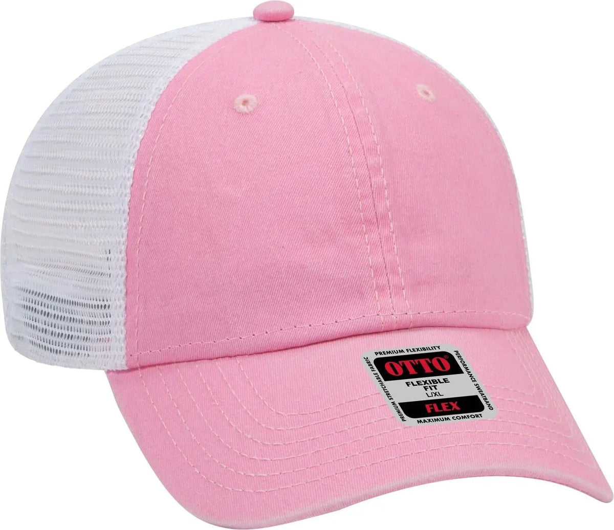 Otto 169-1264 ?Otto Flex’ Fitted 6 Panel Low Profile Mesh Back Trucker Cap - Pnk/pnk/wht