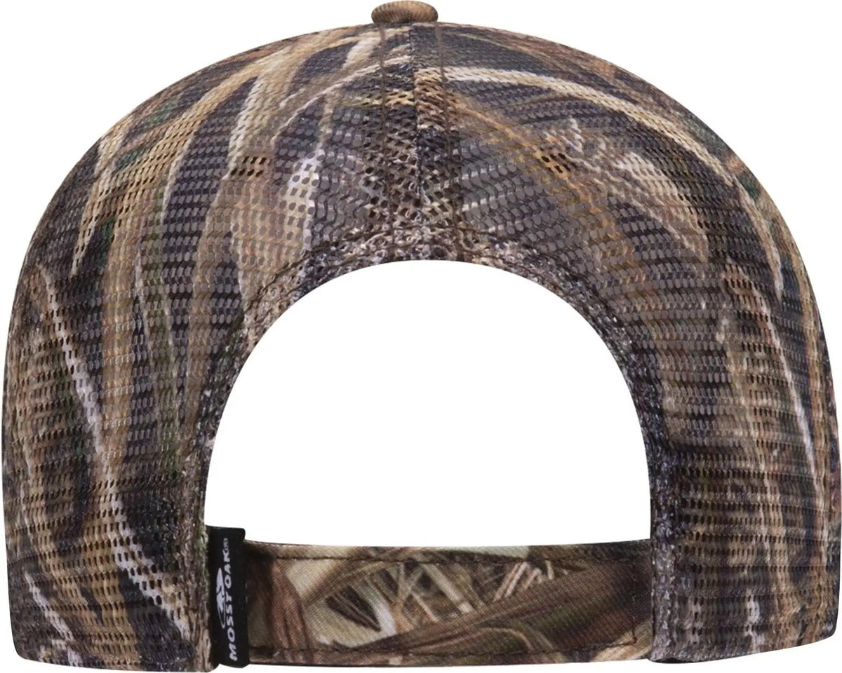 Otto 171-1292 Mossy Oak Camouflage Superior Polyester Twill 6 Panel Low Profile Mesh Back Trucker Cap - Shadow Grass