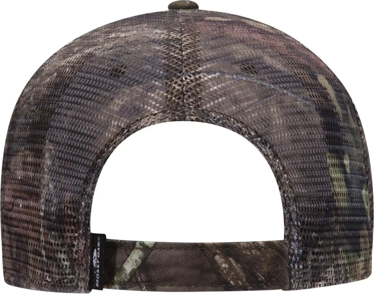 Otto 171-1292 Mossy Oak Camouflage Superior Polyester Twill 6 Panel Low Profile Mesh Back Trucker Cap - Break Up