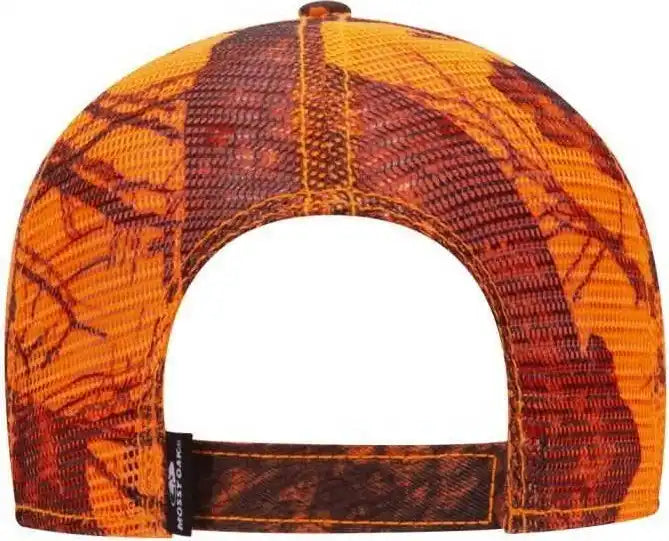 Otto 171-1292 Mossy Oak Camouflage Superior Polyester Twill 6 Panel Low Profile Mesh Back Baseball Cap - Blaze