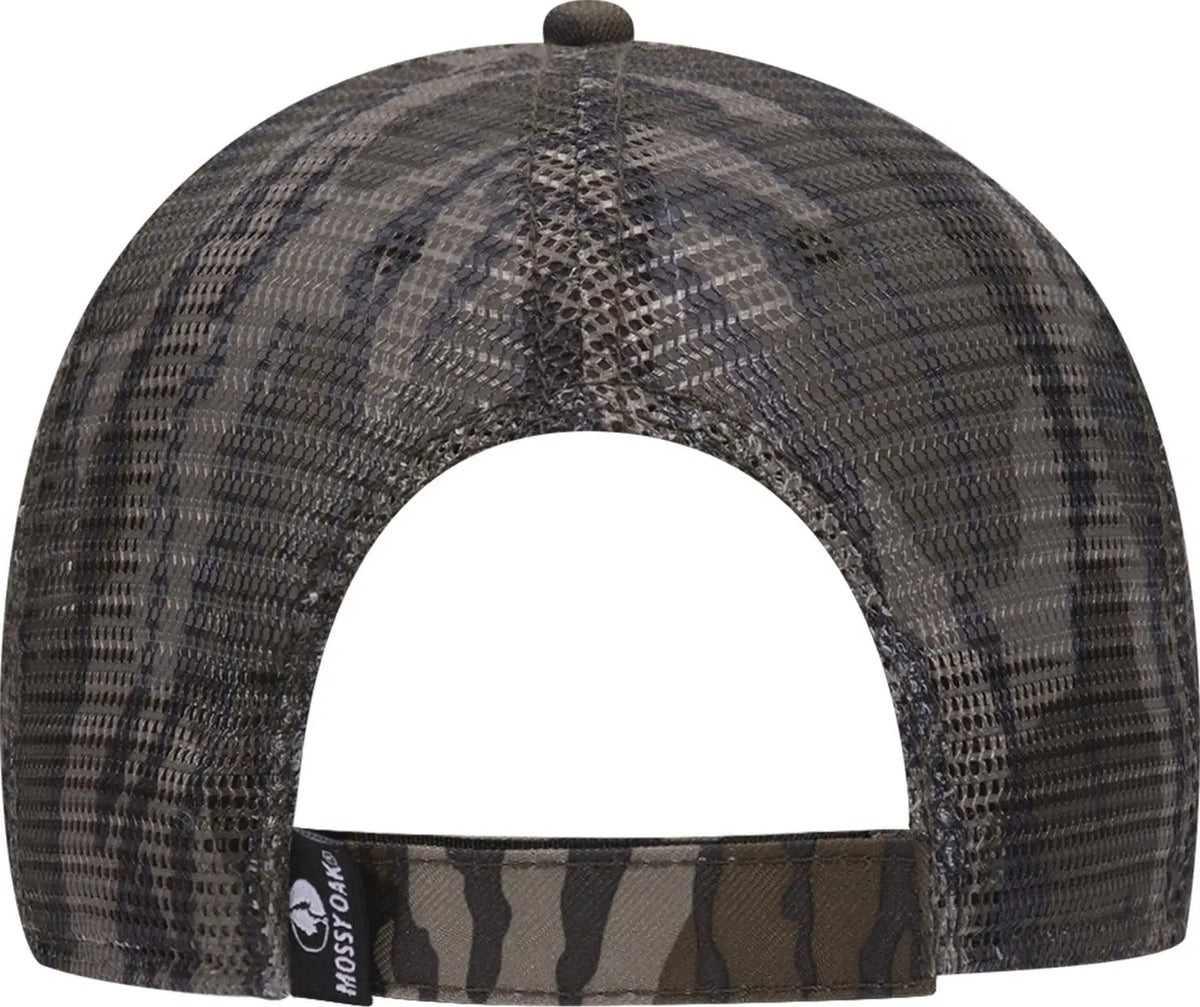 Otto 171-1292 Mossy Oak Camouflage Superior Polyester Twill 6 Panel Low Profile Mesh Back Trucker Cap - Bottomland