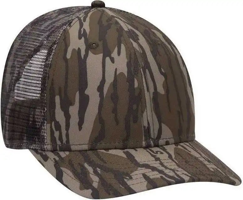 Otto 171-1292 Mossy Oak Camouflage Superior Polyester Twill 6 Panel Low Profile Mesh Back Baseball Cap - Bottomland