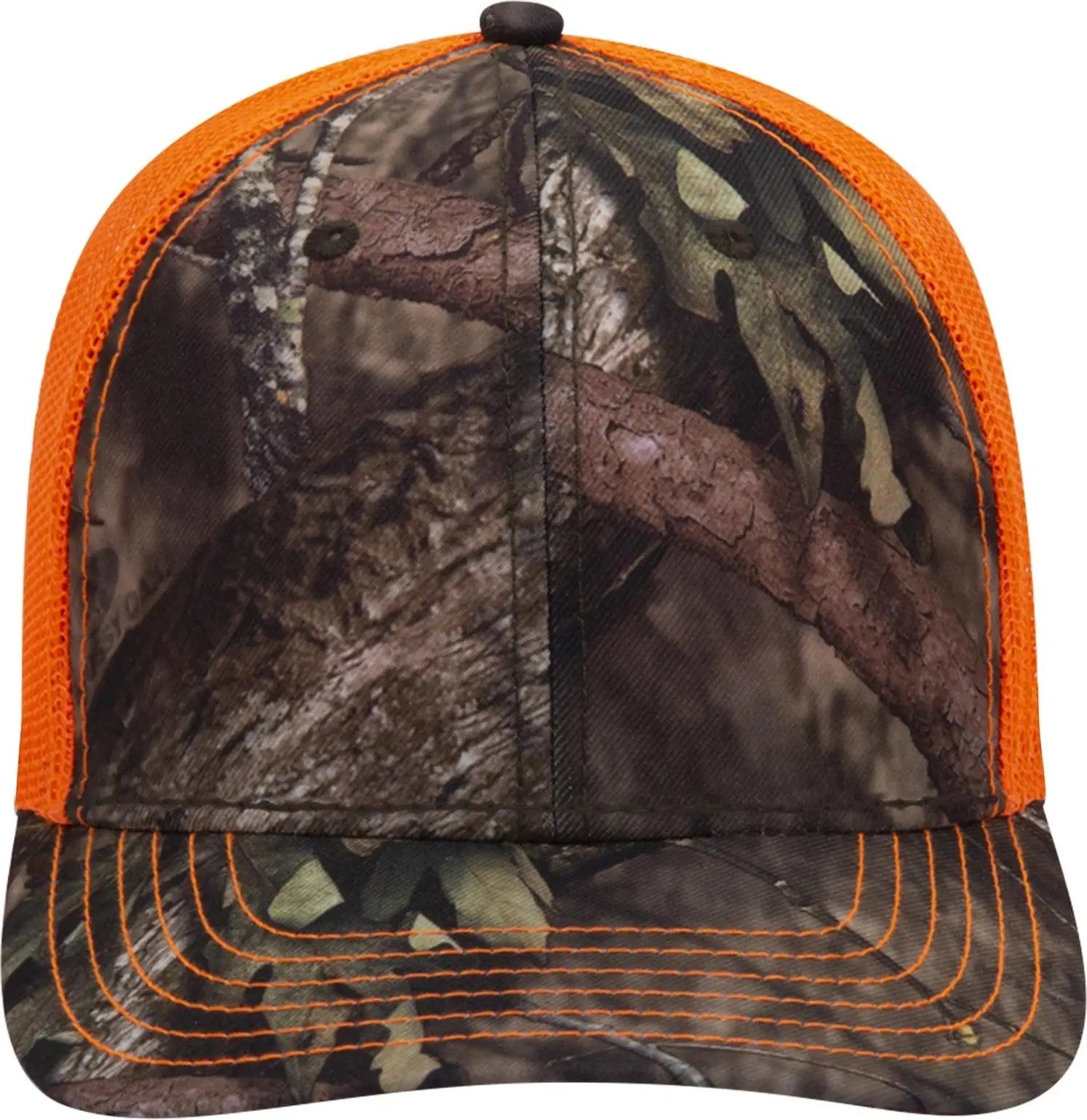 Otto 171-1293 Mossy Oak Camouflage 6 Panel Low Profile Mesh Back Trucker Cap - Break Up Country/n.org - 1/2’’ - 7 5/8’’