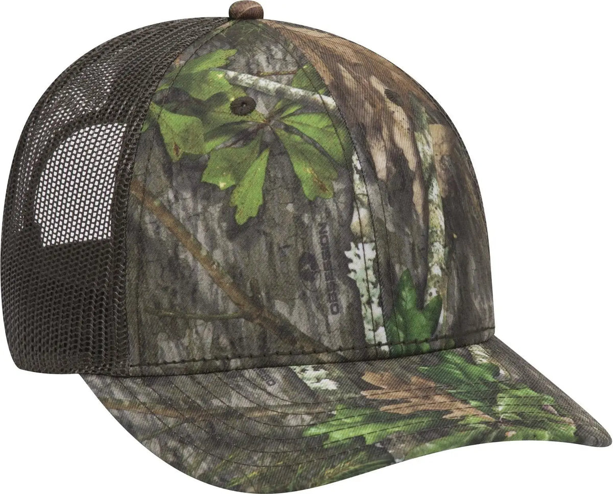 Otto 171-1293 Mossy Oak Camouflage 6 Panel Low Profile Mesh Back Trucker Cap - Obsession/dk.ol.grn - 1/2’’ - 7 5/8’’
