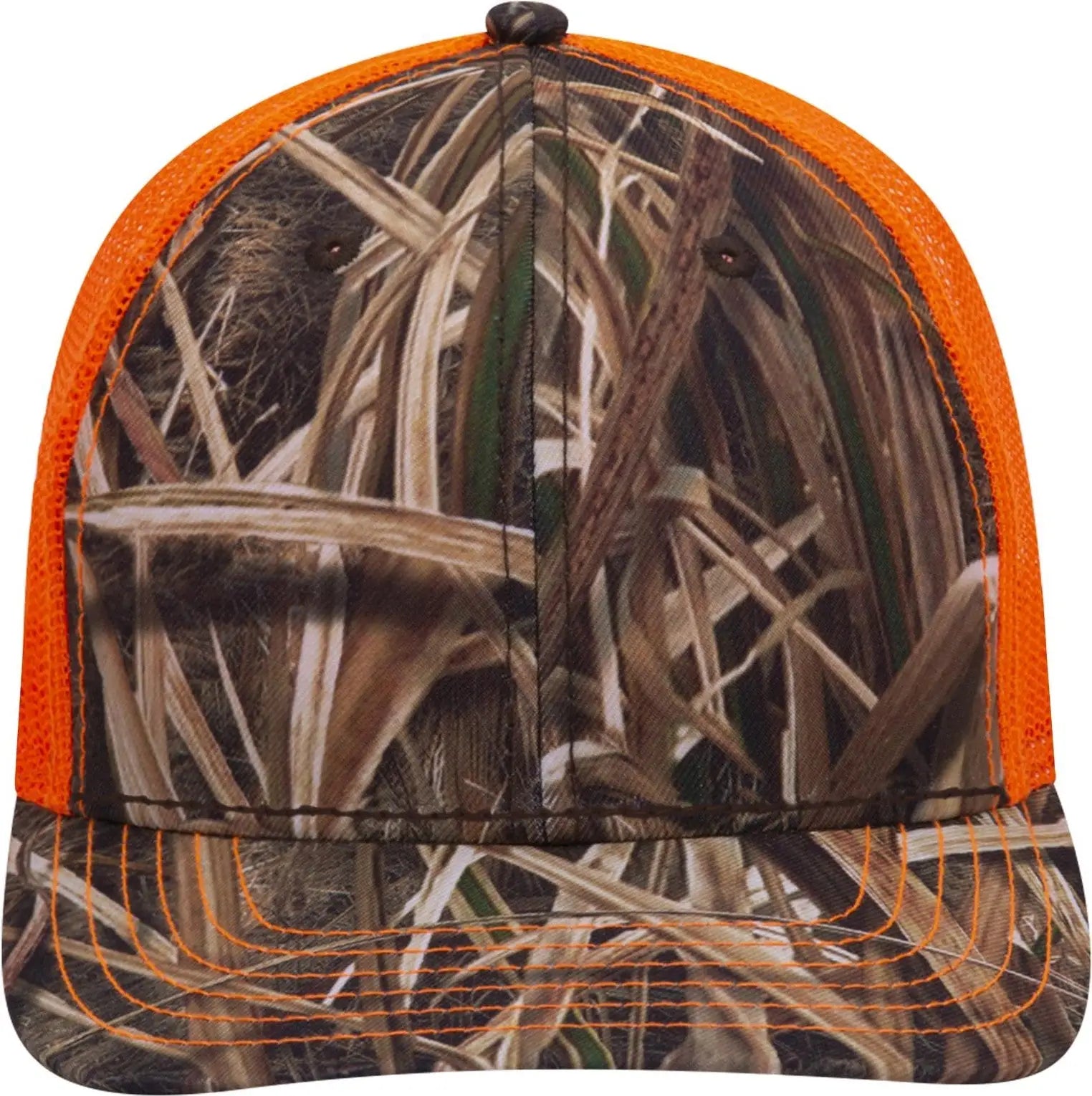 Otto 171-1293 Mossy Oak Camouflage 6 Panel Low Profile Mesh Back Trucker Cap - Shadow Grass Blades/n.org - 1/2’’ - 7