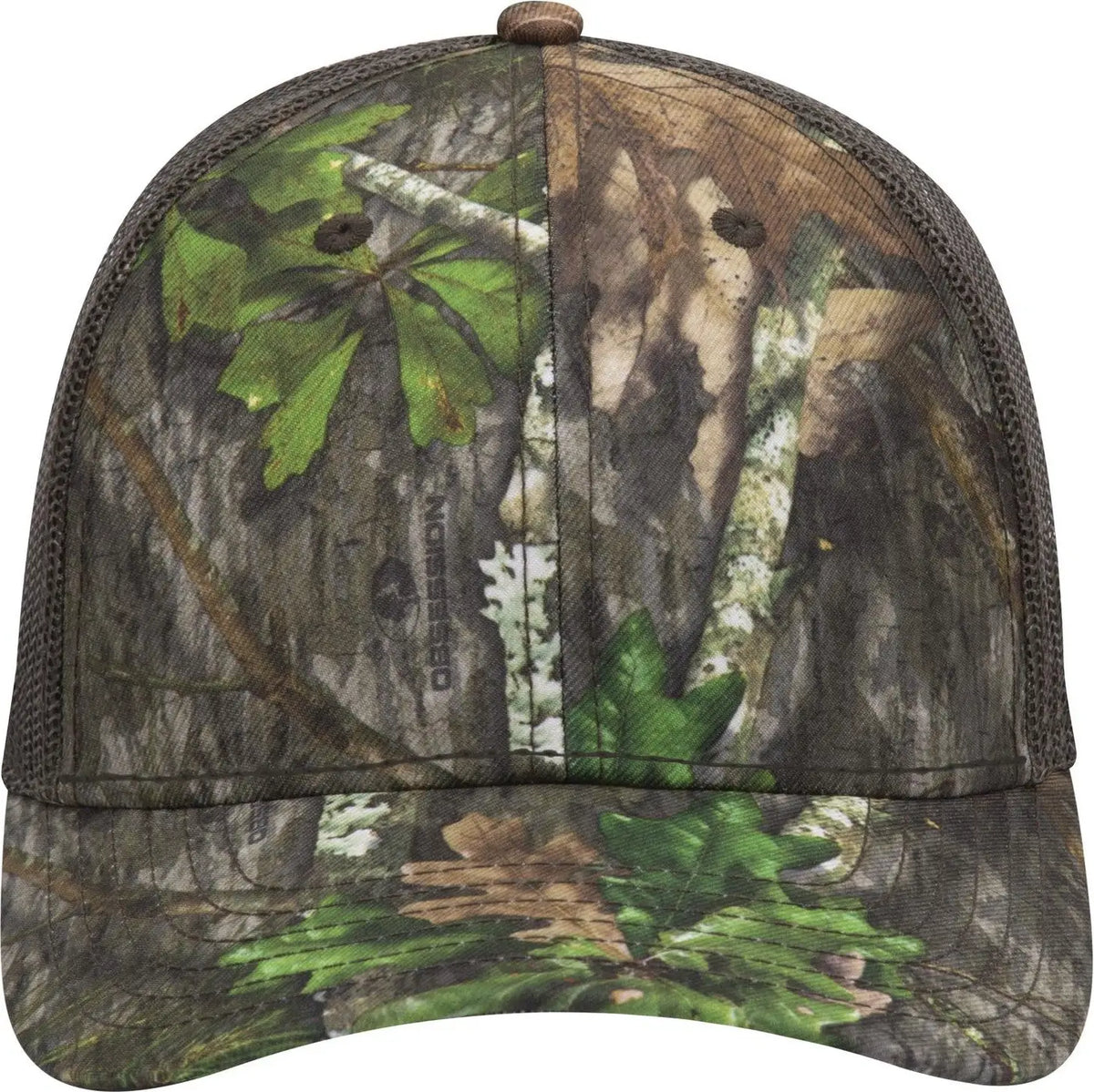 Otto 171-1293 Mossy Oak Camouflage 6 Panel Low Profile Mesh Back Trucker Cap - Obsession/dk.ol.grn - 1/2’’ - 7 5/8’’