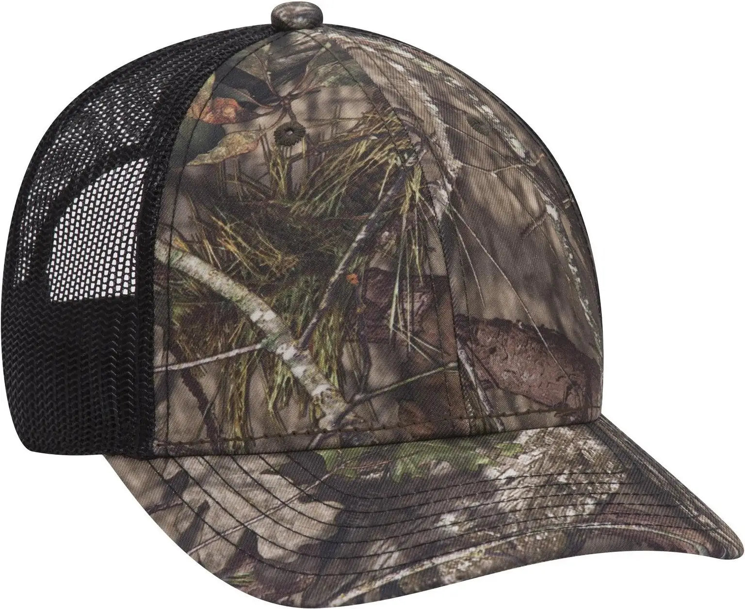 Otto 171-1293 Mossy Oak Camouflage 6 Panel Low Profile Mesh Back Trucker Cap - Break Up Country/blk - 1/2’’ - 7 5/8’’