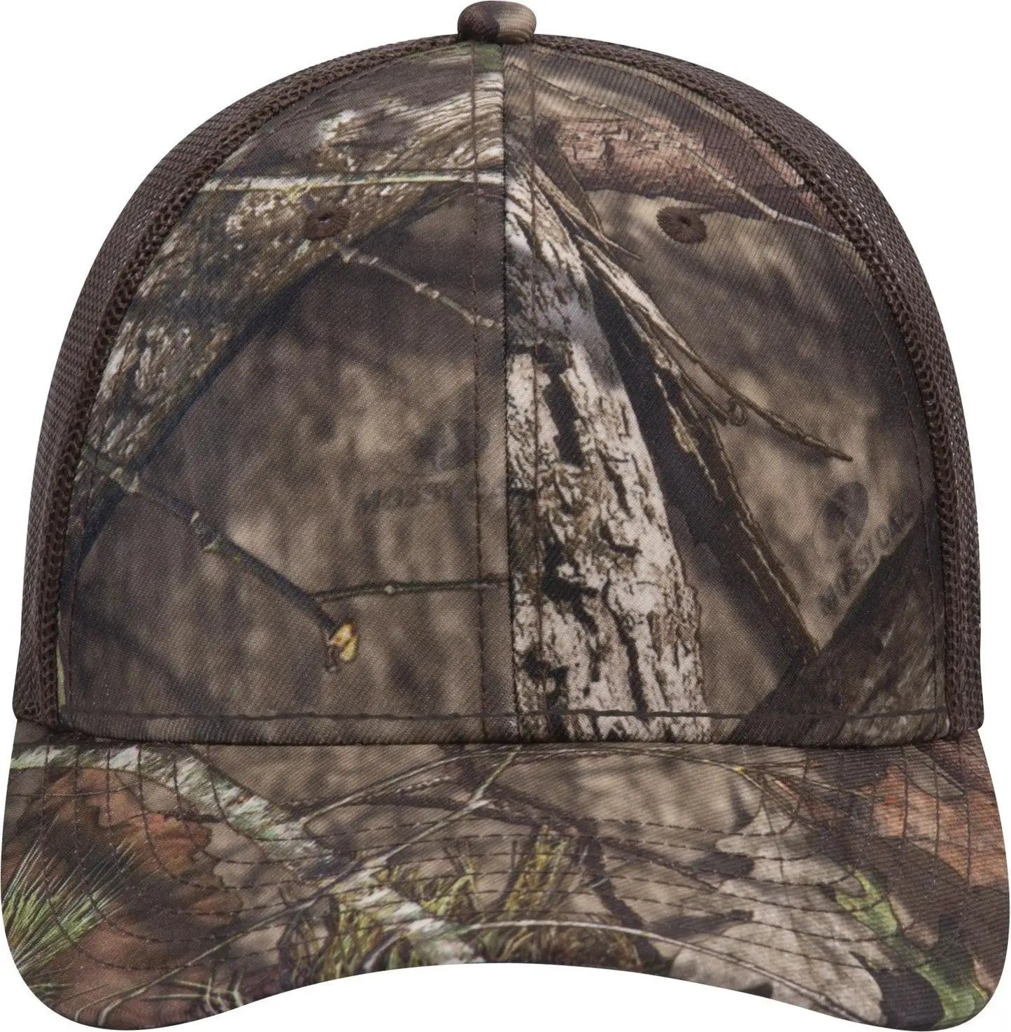 Otto 171-1293 Mossy Oak Camouflage 6 Panel Low Profile Mesh Back Trucker Cap - Break Up Country/dk. Brn - 1/2’’ - 7