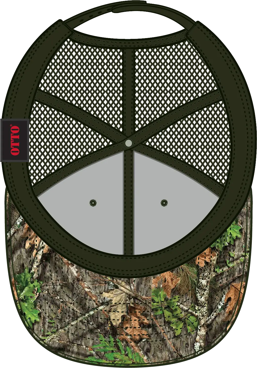 Otto 171-1293 Mossy Oak Camouflage 6 Panel Low Profile Mesh Back Trucker Cap - Obsession/dk.ol.grn - 1/2’’ - 7 5/8’’