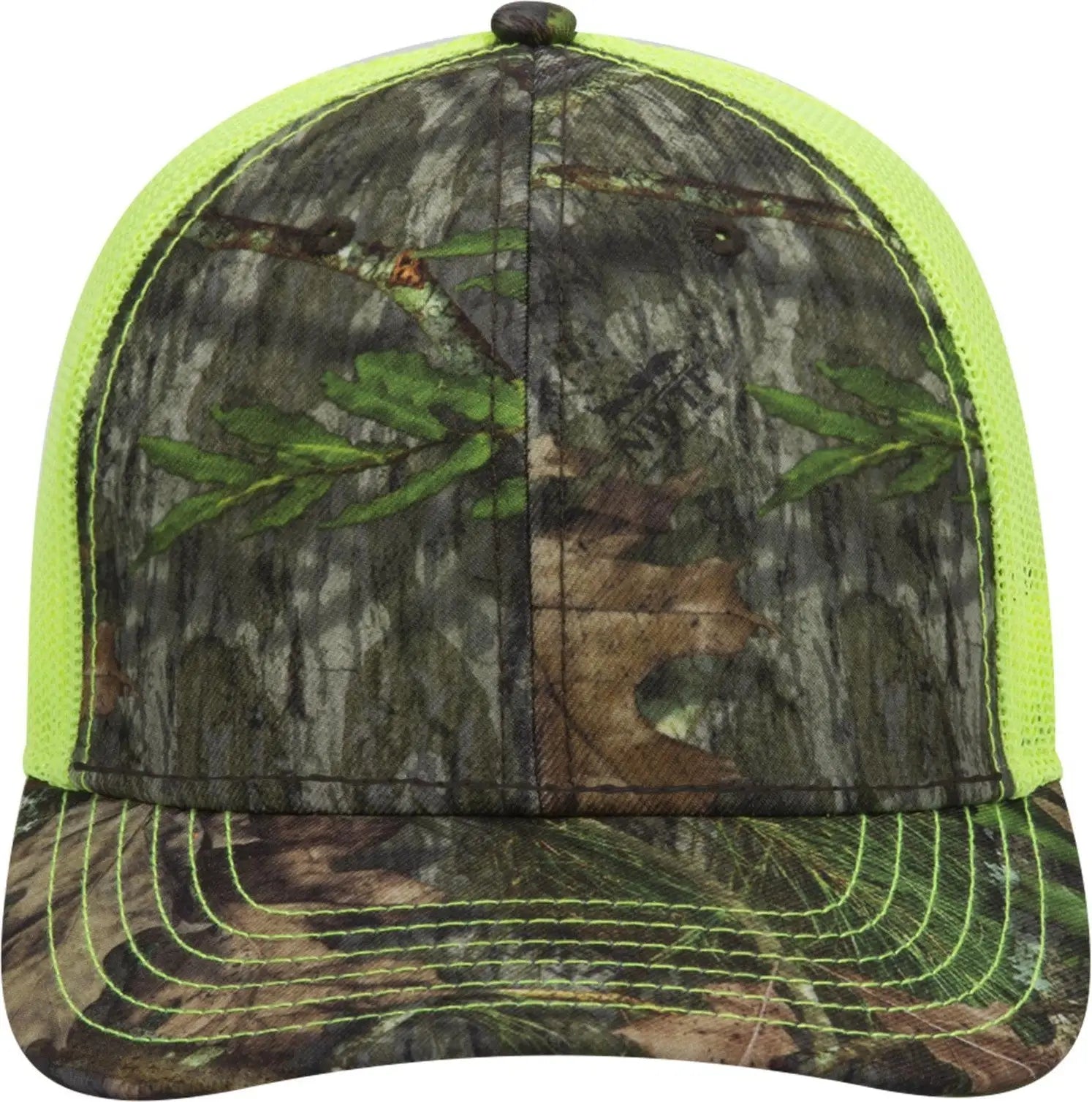 Otto 171-1293 Mossy Oak Camouflage 6 Panel Low Profile Mesh Back Trucker Cap - Obsession/n.ylw - 1/2’’ - 7 5/8’’