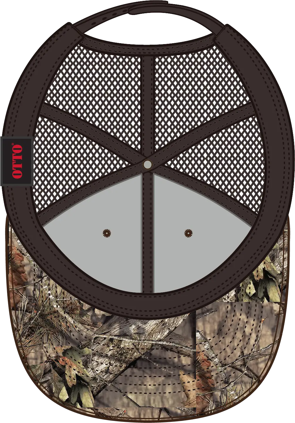 Otto 171-1293 Mossy Oak Camouflage 6 Panel Low Profile Mesh Back Trucker Cap - Break Up Country/dk. Brn - 1/2’’ - 7