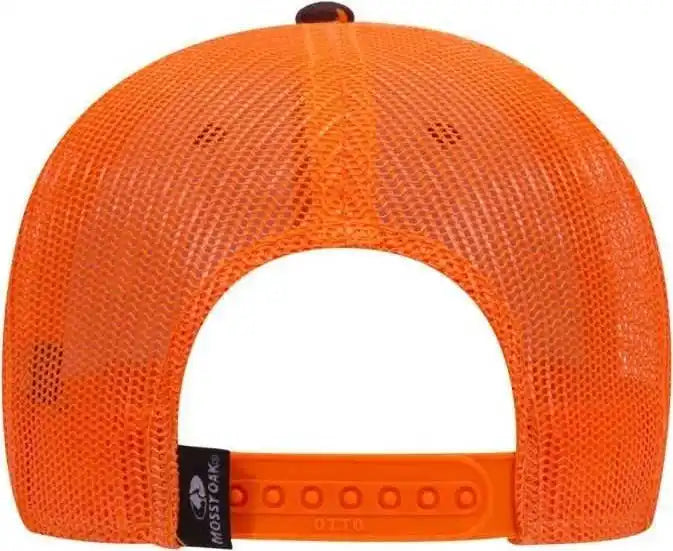Otto 171-1293 Mossy Oak Camouflage Superior Polyester Twill 6 Panel Low Profile Mesh Back Baseball Cap - Blaze Neon