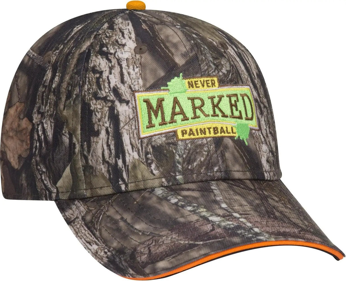 Otto 171-1294 Mossy Oak Camouflage Sandwich Visor 6 Panel Low Profile Baseball Cap - Bottomland - 1/2’’ - 7 5/8’’