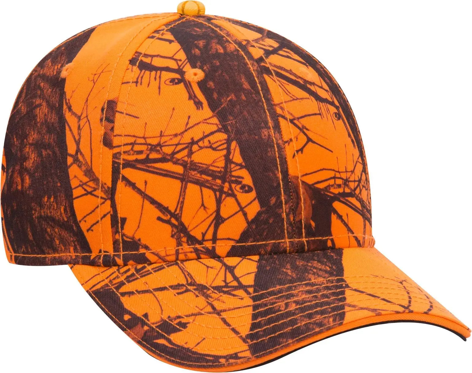 Otto 171-1294 Mossy Oak Camouflage Sandwich Visor 6 Panel Low Profile Baseball Cap - Blaze - 1/2’’ - 7 5/8’’