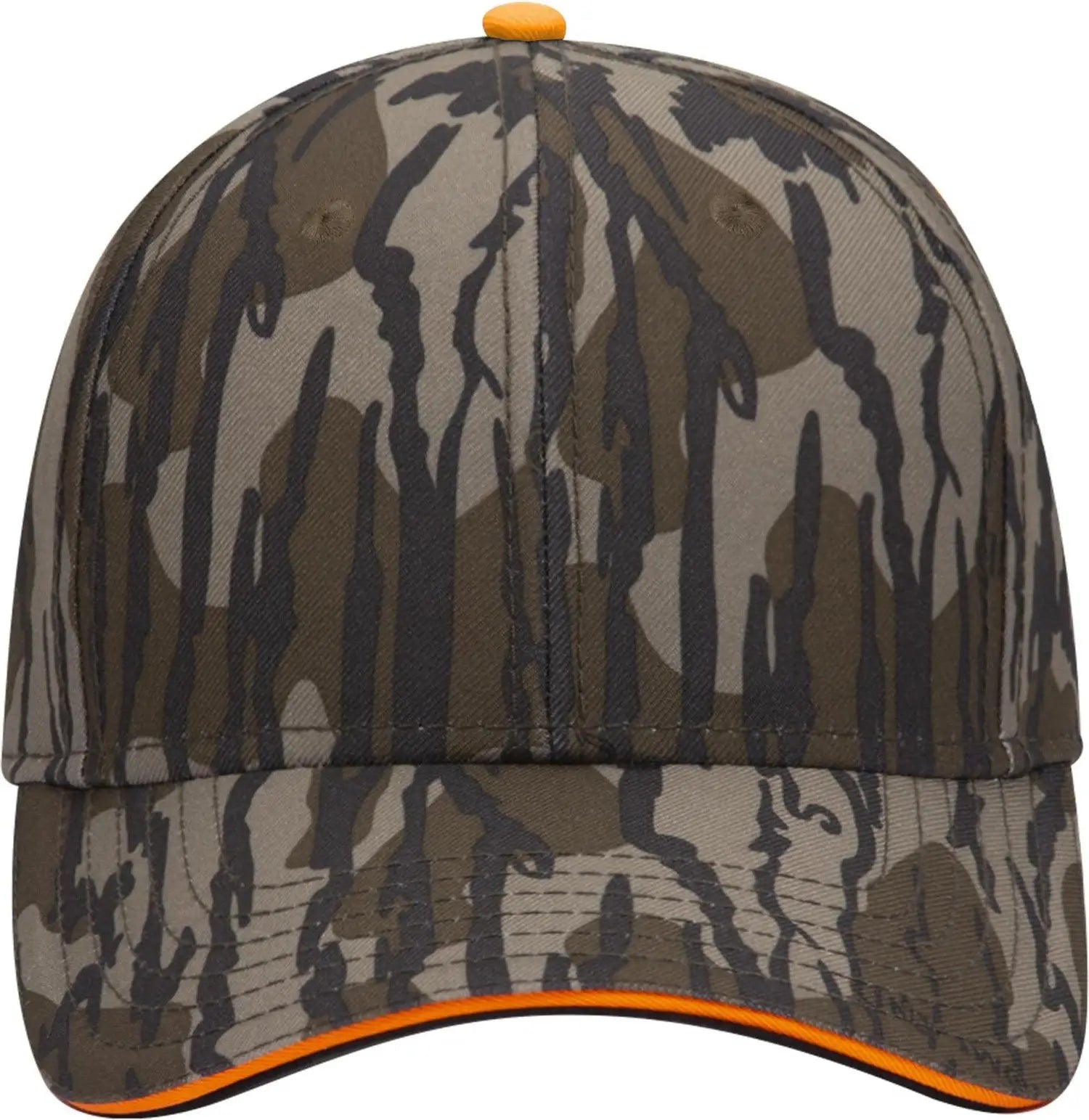 Otto 171-1294 Mossy Oak Camouflage Sandwich Visor 6 Panel Low Profile Baseball Cap - Bottomland - 1/2’’ - 7 5/8’’