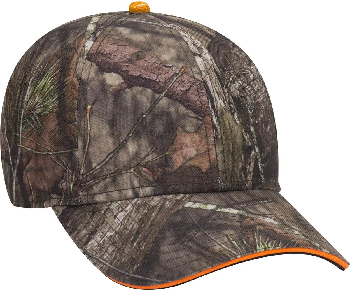 Otto 171-1294 Mossy Oak Camouflage Sandwich Visor 6 Panel Low Profile Baseball Cap - Break Up Country - 1/2’’ - 7 5/8’’