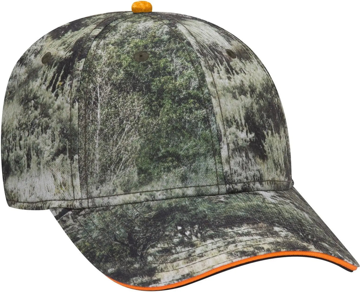 Otto 171-1294 Mossy Oak Camouflage Sandwich Visor 6 Panel Low Profile Baseball Cap - Mountain Country Range - 1/2’’ - 7