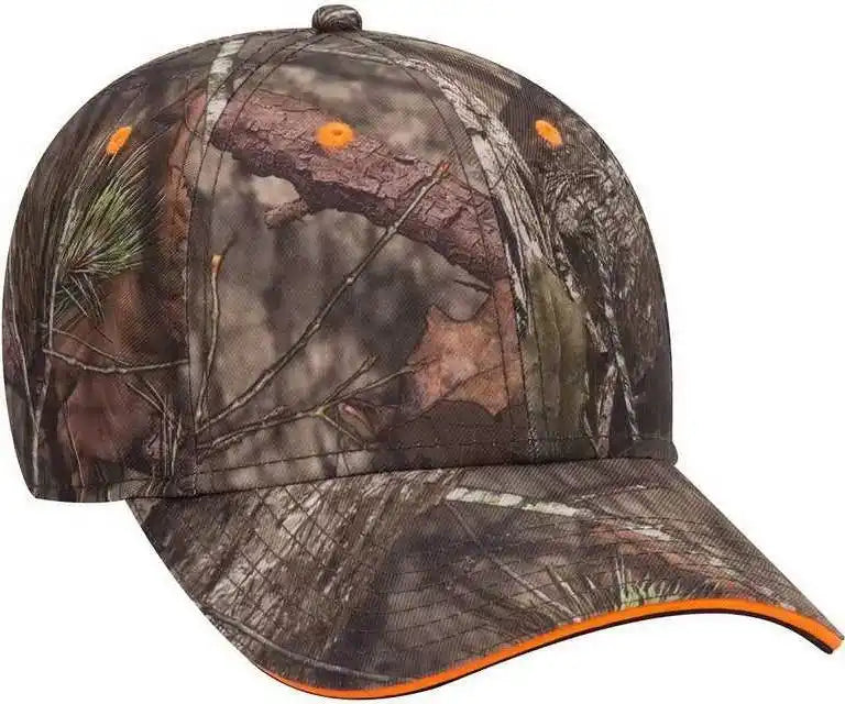 Otto 171 1294 Mossy Oak Camouflage Superior Polyester Twill Sandwich Visor 6 Panel Low Profile Baseball Cap Break Up