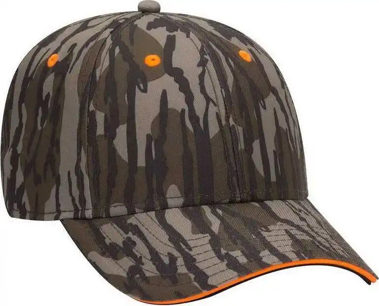 Otto 171-1294 Mossy Oak Camouflage Superior Polyester Twill Sandwich Visor 6 Panel Low Profile Baseball Cap