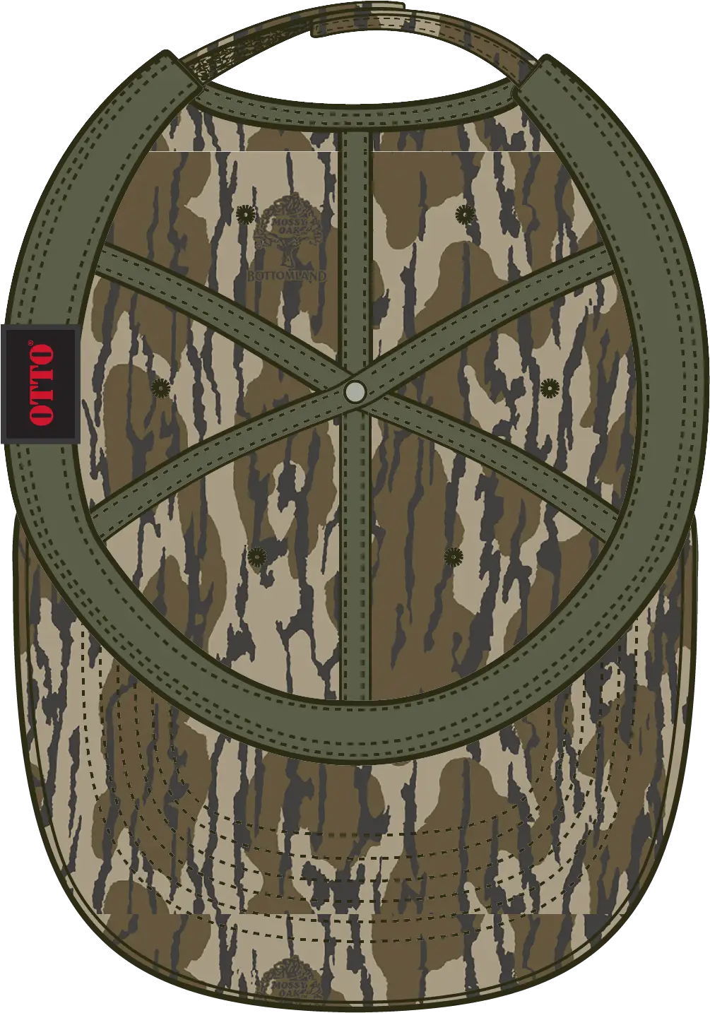 Otto 171-1296 Mossy Oak Camouflage 6 Panel Low Profile Dad Cap - Bottomland - 1/2’’ - 7 5/8’’