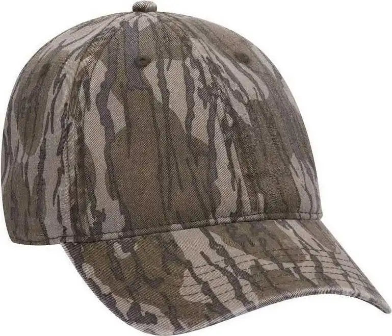Otto 171-1296 Mossy Oak Camouflage Garment Washed Superior Cotton Twill 6 Panel Low Profile Baseball Cap - Bottomland