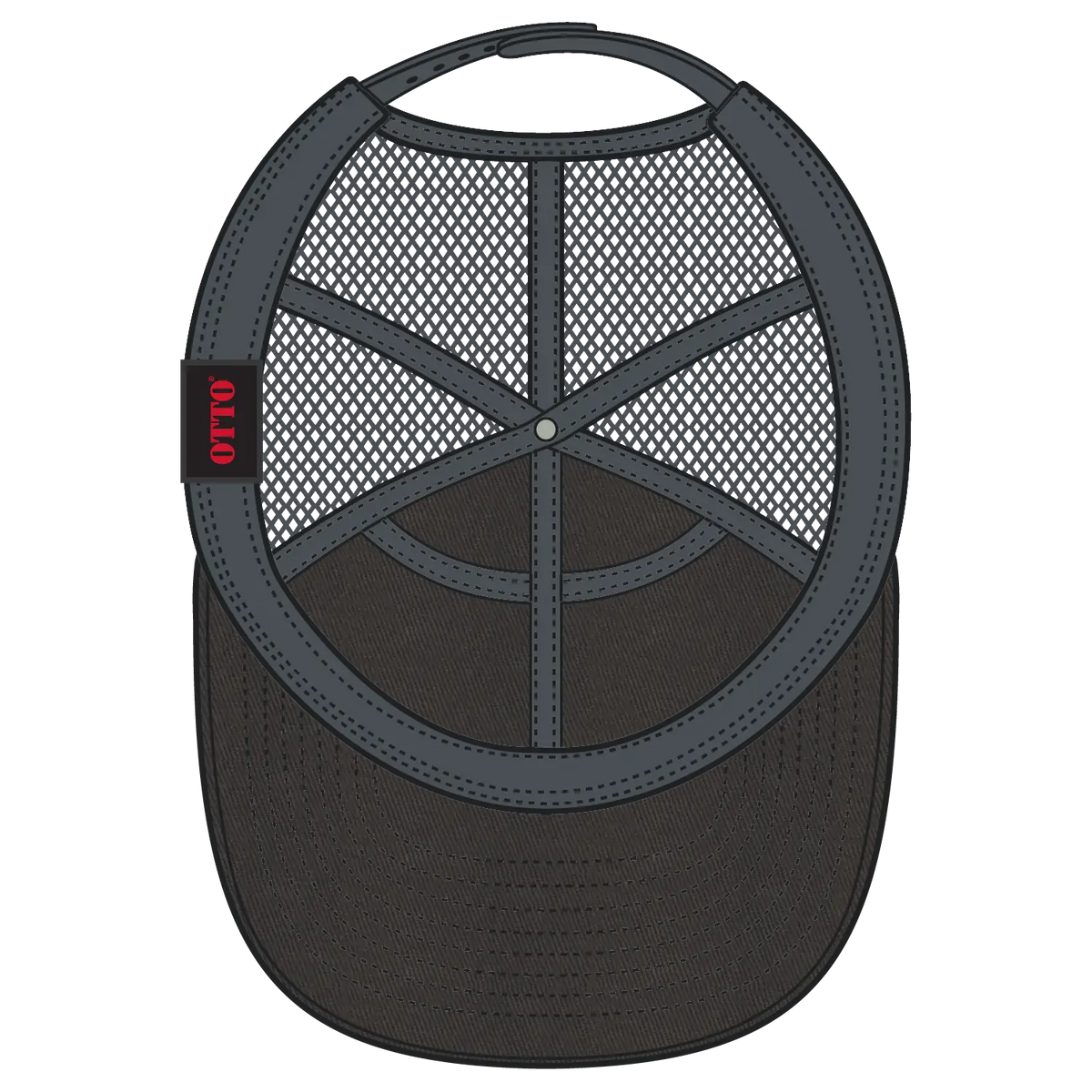 Otto 172-1298 ?Otto Snap’ 7 Panel Pro Style Mesh Back Trucker Snapback Cap - Char. Gray - 3/8’’ - 5/8’’