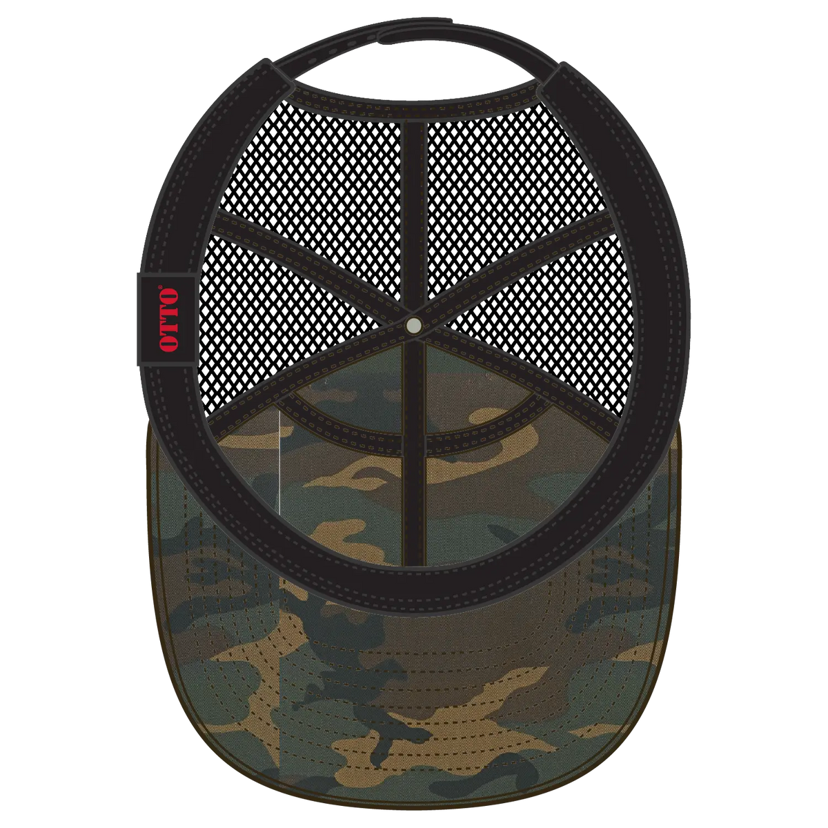 Otto 172-1298 ?Otto Snap’ 7 Panel Pro Style Mesh Back Trucker Snapback Cap - Dk.grn/brn/blk - 3/8’’ - 5/8’’