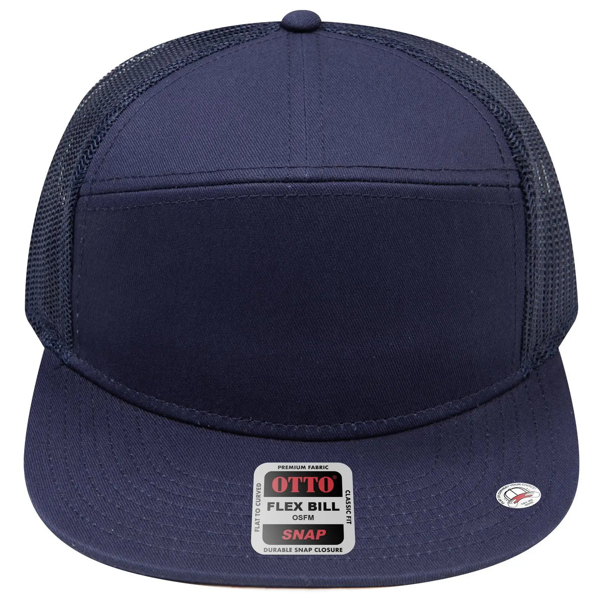 Otto 172-1298 ?Otto Snap’ 7 Panel Pro Style Mesh Back Trucker Snapback Cap - Navy - 3/8’’ - 5/8’’