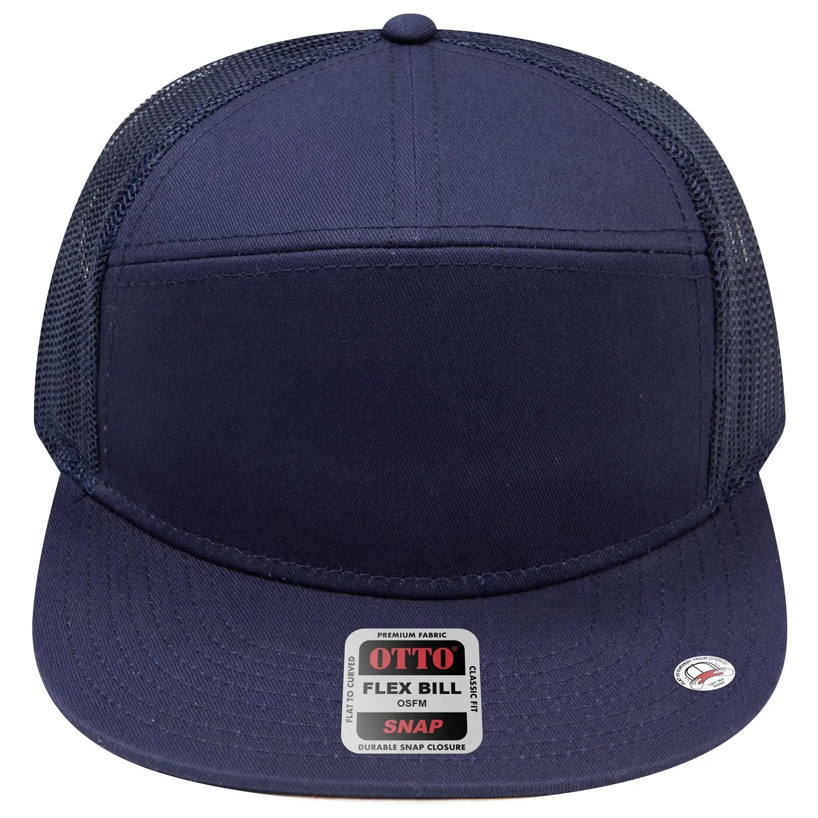 Otto 172-1298 ?Otto Snap’ 7 Panel Pro Style Mesh Back Trucker Snapback Cap - Navy - 3/8’’ - 5/8’’