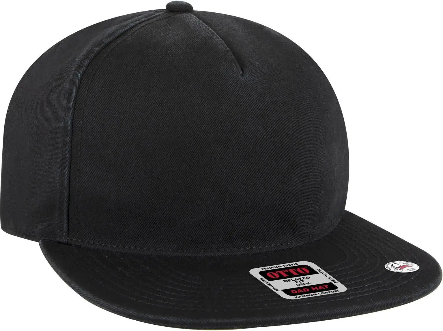Otto 176-1315 5 Panel Low Profile Dad Cap - Black - 6 1/2’’ - 7 5/8’’