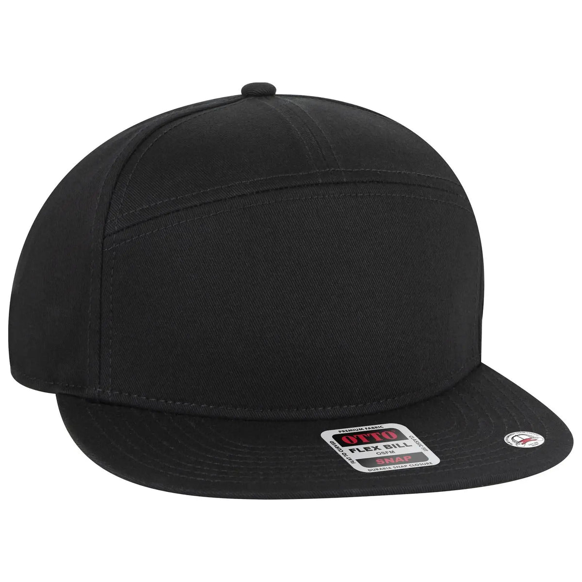 Otto 177-1331 ?Otto Snap’ 7 Panel Pro Style Snapback Cap - Black - 3/8’’ - 5/8’’