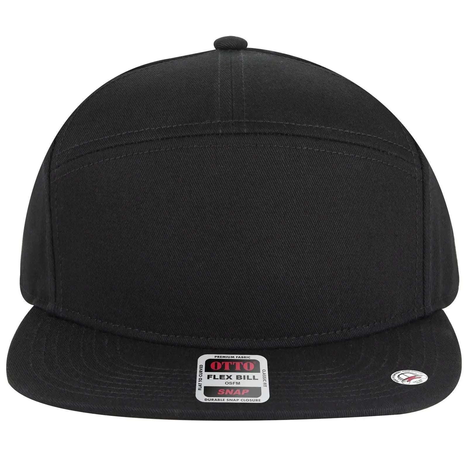 Otto 177-1331 ?Otto Snap’ 7 Panel Pro Style Snapback Cap - Black - 3/8’’ - 5/8’’