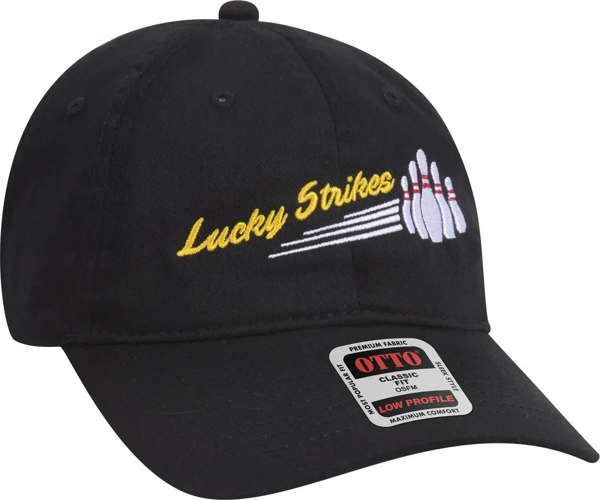 Otto 18-010 6 Panel Low Profile Baseball Cap - Black - 1/2’’ - 7 5/8’’